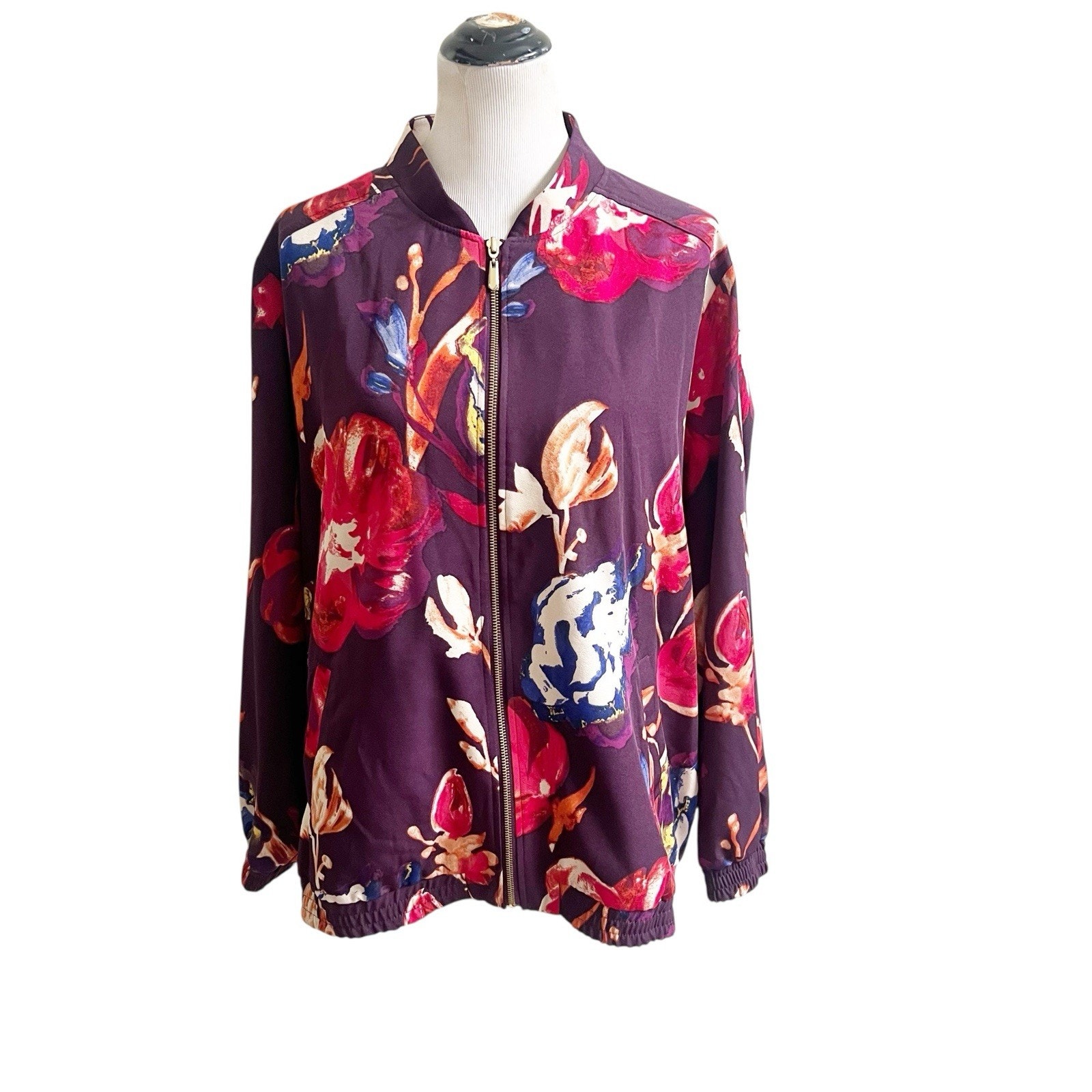 Susan Graver Watercolor Artist Style Zip Up Jacket Nwot Size 3x